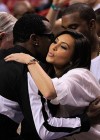 Diddy, Kanye West & Kim Kardashian at Miami Heat vs. New York Knicks basketball game