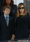 Joan Rivers’ daughter Melissa and grandson Cooper outside her funeral in NYC