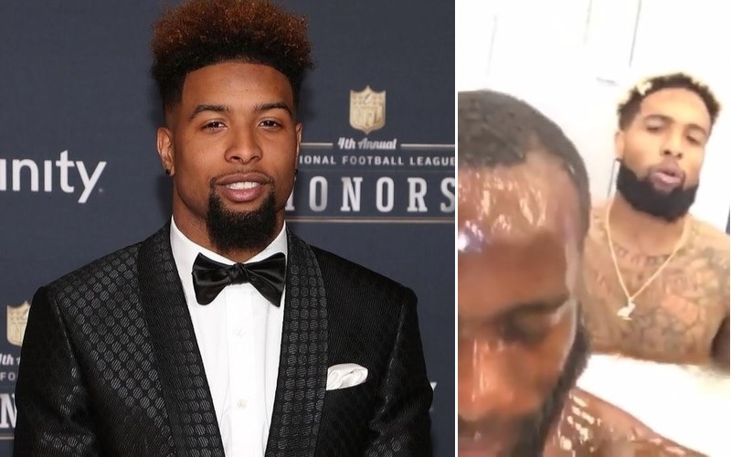 Twitter is going crazy over this video of Giants WR Odell Beckham Jr. singi...