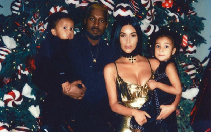 LOOK Kanye Shares Christmas Photo With Kim K, North & Saint West