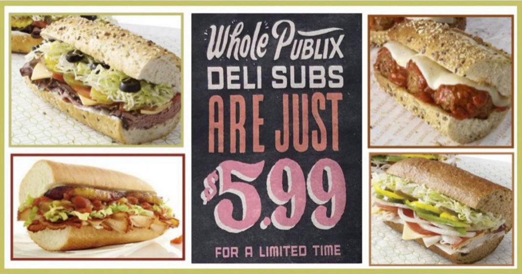 ALL Publix Subs Are on Sale for 5.99 Between June 13th & June 19th!