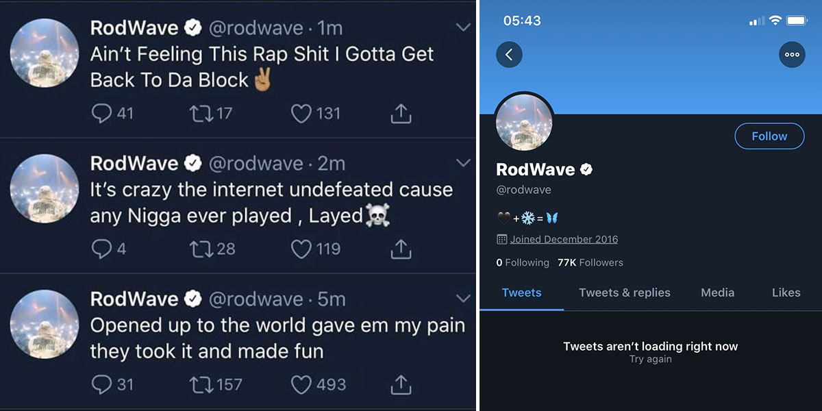 Rapper Rod Wave Deletes His Twitter Says He S Quitting Music To